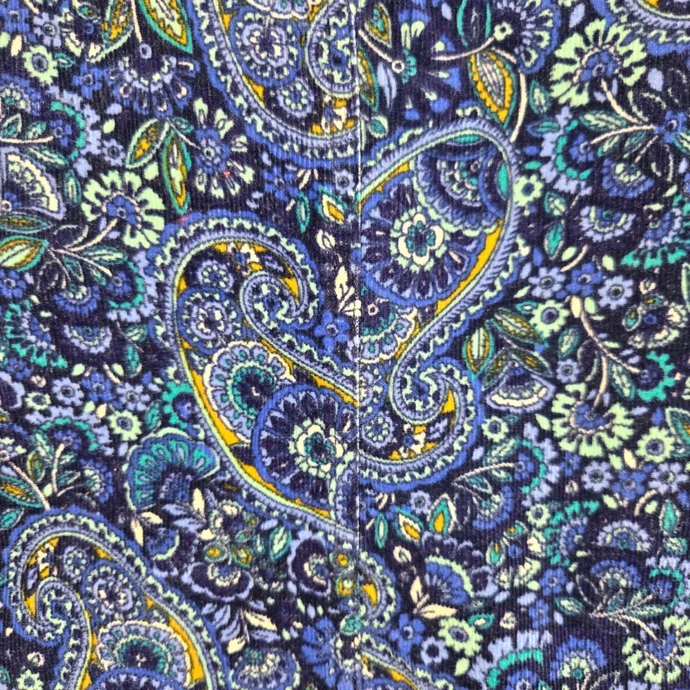 Talbots Petites Blue Paisley Corduroy Mini Skirt Womens 2P Cotton Blend